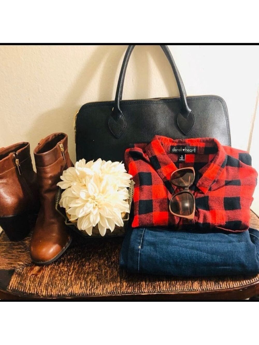 Buffalo Plaid Red and Black Button Down Flannel Shirt S - Picture 2 of 11